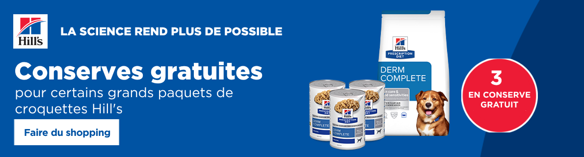 Promotion HILL'S : nourriture humide gratuite pour l'achat de certains grands paquets de croquettes
