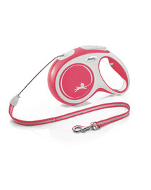 FLEXI Laisse New Comfort Cordon M 8m Rouge avec blanc