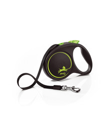 FLEXI Laisse automatique Black Design M sangle 5 m couleur verte