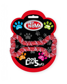 PET NOVA Dog Lifestyle Corde en forme d'os 20cm, rouge, goût menthe