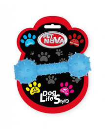 PET NOVA Dog Lifestyle Haltère avec cloche 14cm, bleu, arôme boeuf