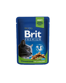 BRIT Premium Adult Sterilised Chicken Slices 24 x 100 g