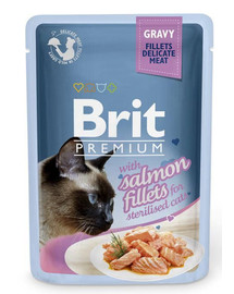 BRIT Premium Fillets in Gravy with Salmon for Sterilised Cats 24 x 85 g