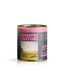 COUNTRY&NATURE Nourriture humide sans céréales, porc avec épinards 410 g