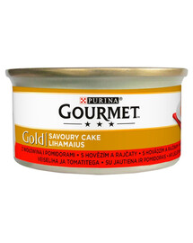 GOURMET Gold Savoury Cake Bœuf & tomates, pâtée pour chat 85 g
