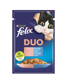 FELIX Duo Pâtée pour chat au saumon et à la sardine 26x85g