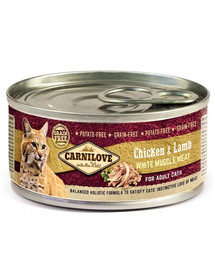 CARNILOVE Cat nourriture humide poulet et agneau pour chats 24 conserves x 100 g