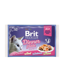 BRIT Premium Dinner Plate - Sachets de nourritures en gelée pour chats aux saveurs variées - 340 g (4x85 g)