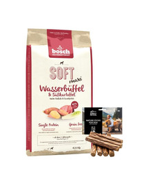 BOSCH Soft Maxi Aliment sec avec buffle d'eau et patate douce 12,5 kg + SIMPLY FROM NATURE Cigares naturels en sanglier 7 pièces
