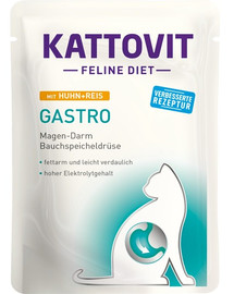 KATTOVIT Feline Diet Gastro - Poulet avec riz pour compenser une digestion insuffisante - 85 g