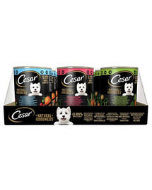 CESAR Natural Goodness Boîte de conserve riche en poulet, bœuf ou agneau pour chiens adultes 12x400g