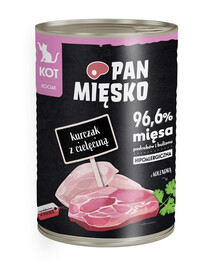 PAN MIĘSKO - Nourriture humide hypoallergénique au poulet et au veau pour chatons - 400g