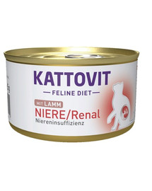 KATTOVIT Feline Diet Niere/Renal Lamb - viande d'agneau pour soutenir la fonction rénale - 85 g
