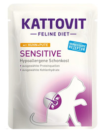 KATTOVIT Feline Diet Sensitive - Poulet et dinde pour les chats sensibles souffrant de certaines allergies - 85 g