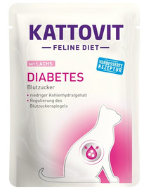 KATTOVIT Feline Diet Diabetes - Saumon pour la régulation de l'apport en glucose (diabète) - 85 g