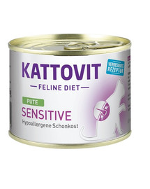 KATTOVIT Feline Diet Sensitive - Dinde pour les chats sensibles souffrant de certaines allergies - 185 g