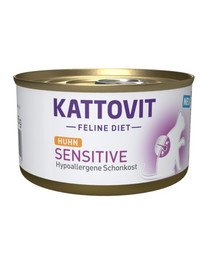 KATTOVIT Feline Diet Sensitive Chicken - poulet pour les chats sensibles souffrant de certaines allergies - 85 g