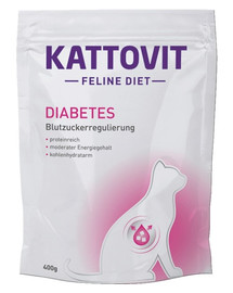 KATTOVIT Feline Diet Diabetes - pour réguler l'apport en glucose (diabète) - 400 g