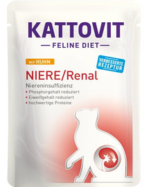 KATTOVIT Feline Diet Niere/Renal Chicken - viande de poulet pour soutenir la fonction rénale - 85 g