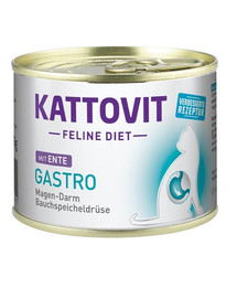 KATTOVIT Feline Diet Gastro - Canard pour compenser une digestion insuffisante - 185 g