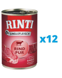 RINTI Singlefleisch Pure - nourritures monoprotéinées pour chiens adultes - 12 x 800 g