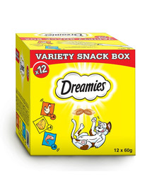 DREAMIES Variety Snack Box Friandises pour chats au poulet, au fromage et au saumon 720 g