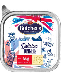 BUTCHER'S Delicious Dinners croquettes pour chat morceaux de boeuf en sauce 100g