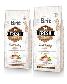 BRIT Fresh turkey with pea light fit & slim - Dinde fraîche & pois pour chiens en surpoids - 2 x 12 kg