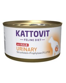KATTOVIT Feline Diet Urinary Veal - Veau pour réduire les récidives de calculs de struvite - 85 g