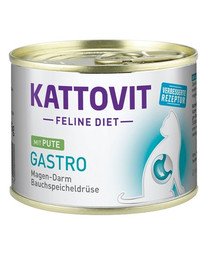KATTOVIT Feline Diet Gastro - Dinde pour compenser une digestion insuffisante - 185 g