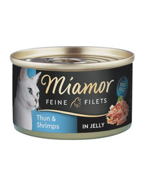 MIAMOR Feline Filets thon et crevettes dans leur propre sauce 100 g
