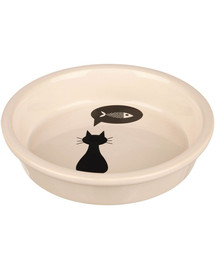 TRIXIE Gamelle en céramique pour un chat avec un motif de chat 0,25l/13cm blanc