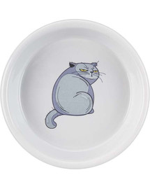 TRIXIE Gamelle en céramique pour un chat avec un motif de chat 0,25l/13cm gris