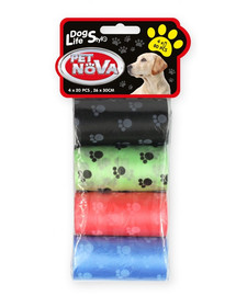 PET NOVA Dog Lifestyle Sacs à excréments, 4 rouleaux de 20 sacs