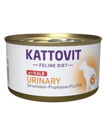 KATTOVIT Feline Diet Urinary Nourriture humide avec du veau pour les chats ayant des problèmes urinaires 12x85 g