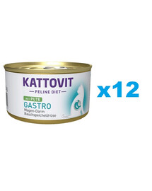 KATTOVIT Feline Diet Gastro Nourriture humide à base de dinde pour les chats souffrant de problèmes gastriques 12x85 g