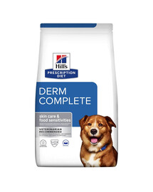 HILL'S Prescription Diet Canine Derm Complete Nourriture sèche pour chiens renforçant les défenses de la peau 2x12 kg