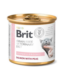 BRIT Veterinary Diet Hypoallergenic Salmon&Pea Pour chats sensibles aux allergies alimentaires 200 g