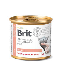 BRIT Veterinary Diet Renal Tuna&Salmon&Pea Fonction rénale Pour chats 200 g