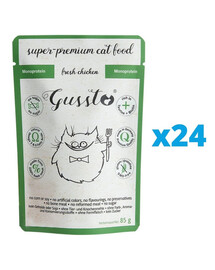 GUSSTO Cat Fresh Chicken 24x85 g - nourriture humide pour chats au poulet frais