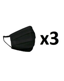 HEXA HEALTH 3x Masque de protection en coton double couche noir