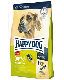 HAPPY DOG Junior Giant Croquettes completes pour jeunes chiens de grande race à l'agneau et riz 30 kg (2 x 15 kg)