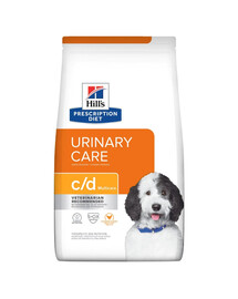HILL'S Prescription Diet Canine C/D Urinary Care Multicare Aliment sec avec du poulet pour les soins urinaires 8 kg (2x4 kg)