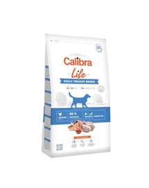 CALIBRA Dog Life Adult Medium Breed Chicken 12 kg + bâtonnets de boeuf 3 pieces SIMPLY FROM NATURE