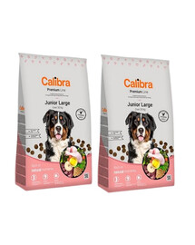 CALIBRA Premium Junior Large - Croquettes au poulet pour chiots de grandes races - 24 kg (2x12 kg)