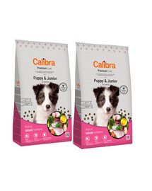 CALIBRA Premium Line Puppy&Junior Croquettes au poulet pour chiots 24 kg (2x12 kg)