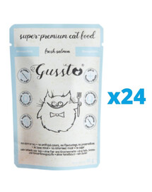 GUSSTO Cat Fresh Salmon 24x85 g - nourriture humide pour chats au saumon frais