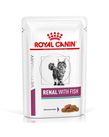 ROYAL CANIN Renal with Fish Aliments humides pour chats souffrant d'insuffisance rénale chronique 48x85 g