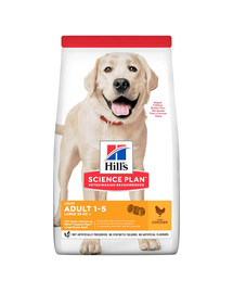 HILL'S Science Plan Canine Adult Light Large breed Chicken 18 kg de nourriture pour chiens de grande taille au poulet + 3 boîtes GRATUITES