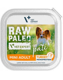 VETEXPERT Raw Paleo Adult Turkey - Pâtée de dinde pour Chiens adultes de petites races - 150g